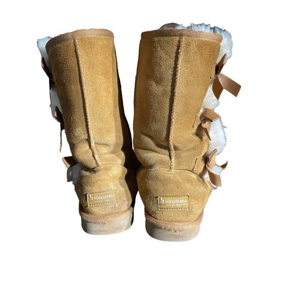 Koolaburra by UGG Victoria Chestnut mid calf Boots w/ bows&fur Womens size 7. - Picture 4 of 5
